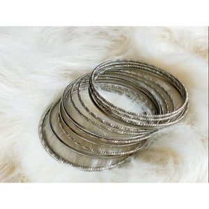 Silver Color Bracelet Stack